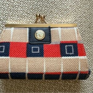 Spartina 449 Plaid Clutch with Gold Accents